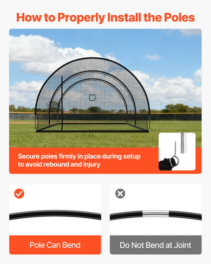 Baseball Batting Cage, 22.2 x 12.1 x 7.9 FT Freestanding Portable Batting Cage, Hitting Cages with 4-Ply Knotless Polyester & Pitching Machine Opening, Battings Cages Netting for Indoor Outdoor