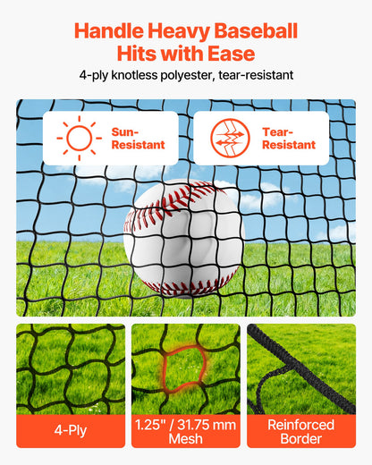 Baseball Batting Cage, 40.0 x 12.1 x 10.0 FT Freestanding Portable Batting Cage, Hitting Cages with 4-Ply Knotless Polyester & Pitching Machine Opening, Battings Cages Netting for Indoor Outdoor