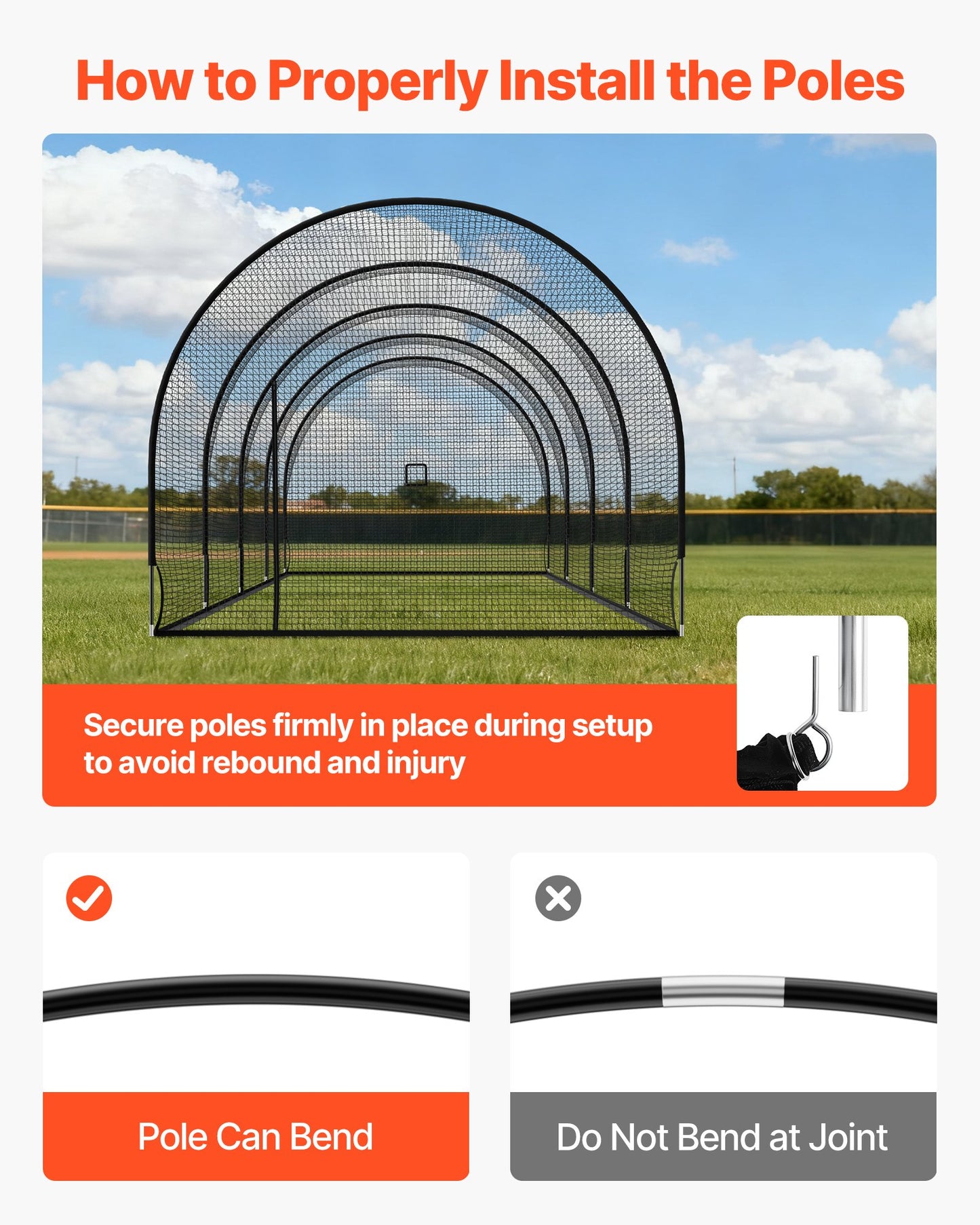 Baseball Batting Cage, 40.0 x 12.1 x 10.0 FT Freestanding Portable Batting Cage, Hitting Cages with 4-Ply Knotless Polyester & Pitching Machine Opening, Battings Cages Netting for Indoor Outdoor