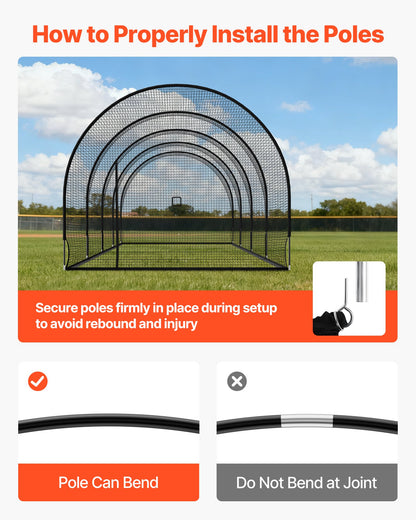 Baseball Batting Cage, 40.0 x 12.1 x 10.0 FT Freestanding Portable Batting Cage, Hitting Cages with 4-Ply Knotless Polyester & Pitching Machine Opening, Battings Cages Netting for Indoor Outdoor