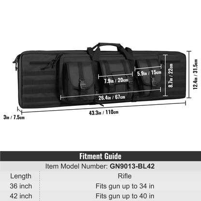 Rifle Bag 42 tum Tactical Double Long Gun Bag för 2 gevär och 2 pistoler