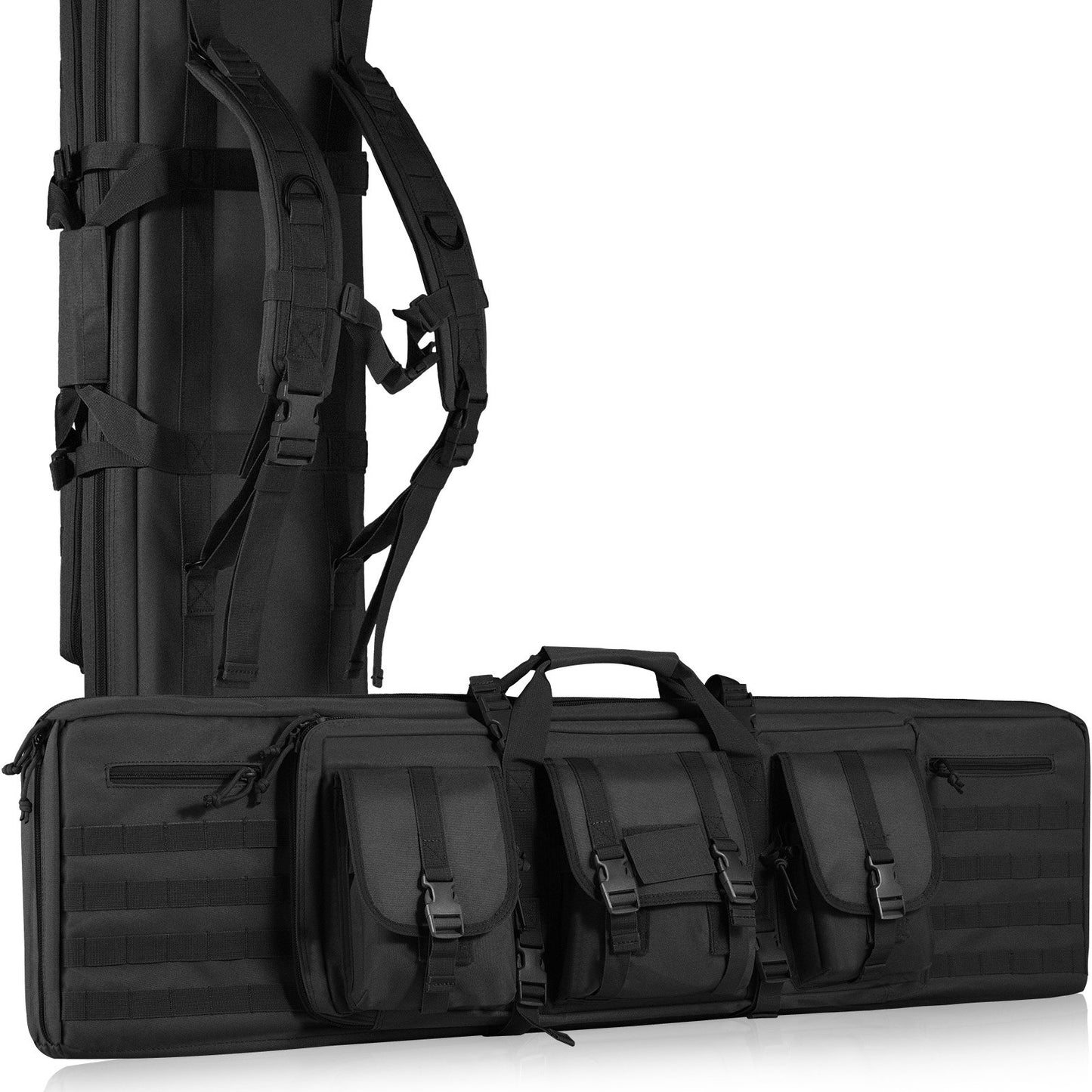 Rifle Bag 42 tum Tactical Double Long Gun Bag för 2 gevär och 2 pistoler