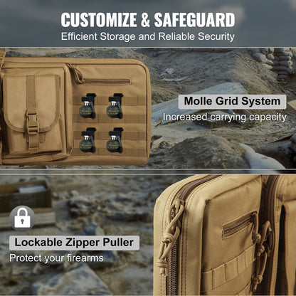 Rifle Bag 42 tum Tactical Double Long Gun Bag för 2 gevär och 2 pistoler