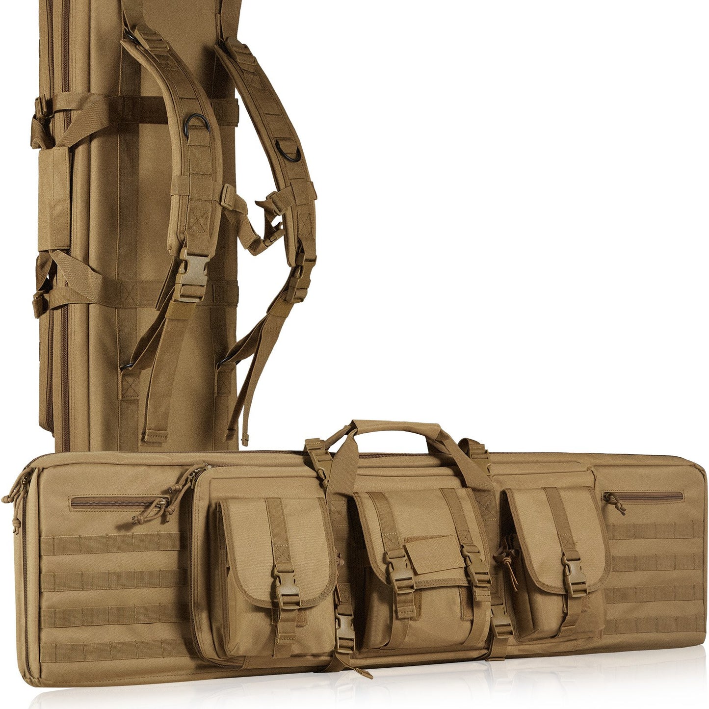 Rifle Bag 42 tum Tactical Double Long Gun Bag för 2 gevär och 2 pistoler