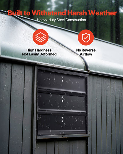 14 inch Shutter Exhaust Fan, Wall Mounted Attic Vent Fan with Variable Speed Controller, 1400 CFM, AC Motor, Heavy-duty Steel, Low Noise for Shed, Garage, Greenhouse Ventilation Cooling, Black