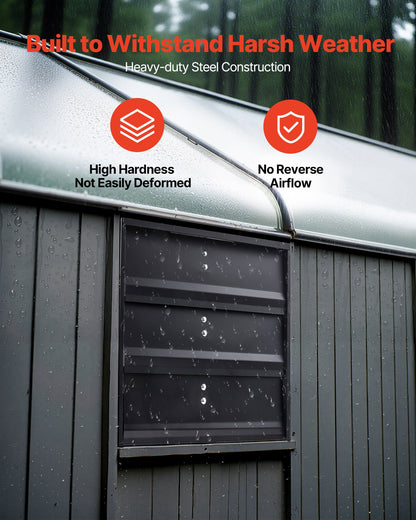 12 inch Shutter Exhaust Fan, Wall Mounted Attic Vent Fan with Variable Speed Controller, 1100 CFM, AC Motor, Heavy-duty Steel, Low Noise for Shed, Garage, Greenhouse Ventilation Cooling, Black