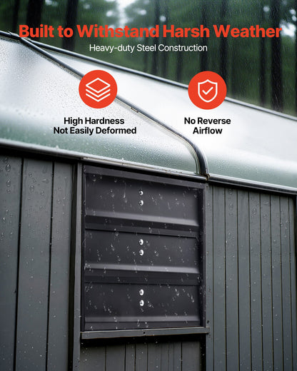 10 inch Shutter Exhaust Fan, Wall Mounted Attic Vent Fan with Variable Speed Controller, 900 CFM, AC Motor, Heavy-duty Steel, Low Noise for Shed, Garage, Greenhouse Ventilation Cooling, Black