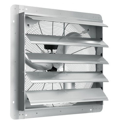24'' Shutter Exhaust Fan, High-speed 3320 CFM, Aluminum Wall Mount Attic Fan with AC-motor, Ventilation and Cooling for Greenhouses, Garages, Sheds, Shops, FCC