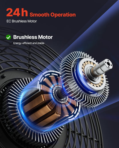 10 inch Shutter Exhaust Fan, Wall Mounted Attic Vent Fan with Smart Programming Variable Speed Temperature Control, 1000 CFM,EC Motor,Timer, for Shed,Garage,Greenhouse Ventilation Cooling,Black