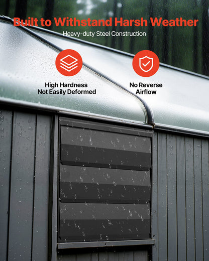 10 inch Shutter Exhaust Fan, Wall Mounted Attic Vent Fan with Smart Programming Variable Speed Temperature Control, 1000 CFM,EC Motor,Timer, for Shed,Garage,Greenhouse Ventilation Cooling,Black