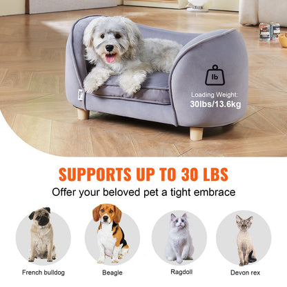 Pet Sofa, Dog Sofa for Small Dogs and Cats, Soft Velvety Dog Sofa, 66 lbs Loading Cat Sofa, Dark Gray
