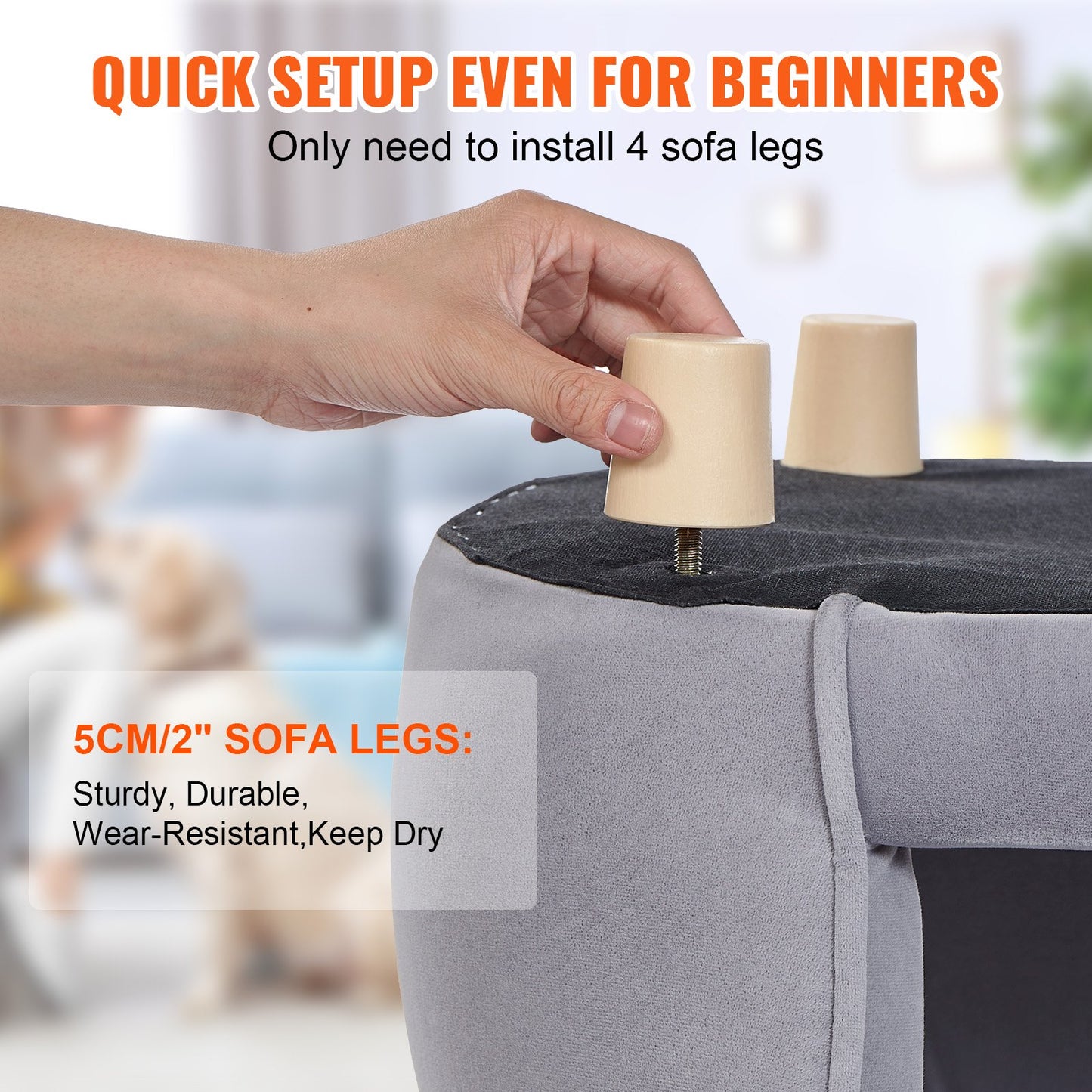 Pet Sofa, Dog Sofa for Small Dogs and Cats, Soft Velvety Dog Sofa, 66 lbs Loading Cat Sofa, Dark Gray