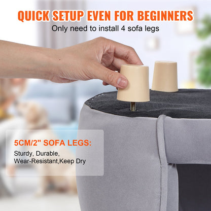 Pet Sofa, Dog Sofa for Small Dogs and Cats, Soft Velvety Dog Sofa, 66 lbs Loading Cat Sofa, Dark Gray