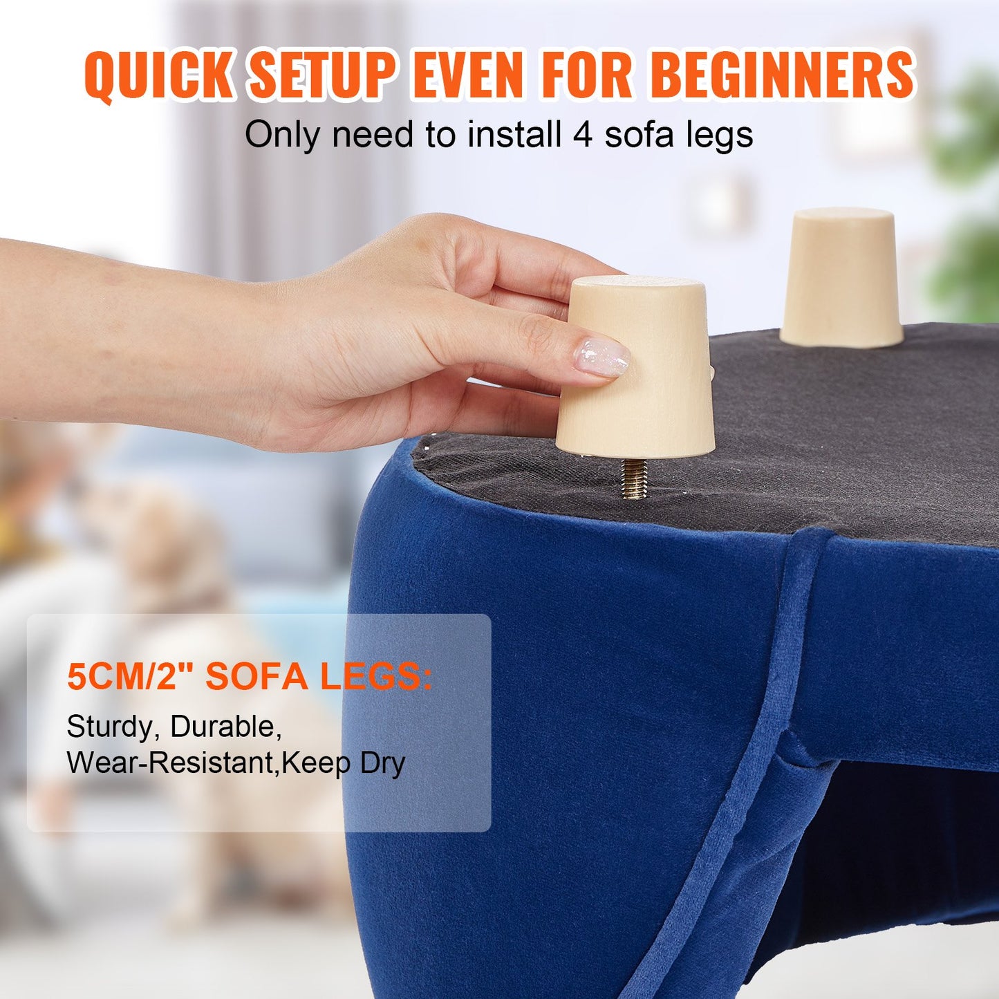 Haustiersofa, Hundesofa für mittelgroße Hunde und Katzen, weiches, samtiges Hundesofa, 36 kg belastbares Katzensofa, Dunkelblau