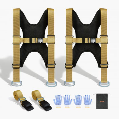 Moving Straps, Supports up to 1000 lbs, 2-Person Lifting and Moving System with 2 Harness Straps & 2 Load-bearing Straps, Adjustable Lifting Straps for Moving Furniture Appliances Mattresses