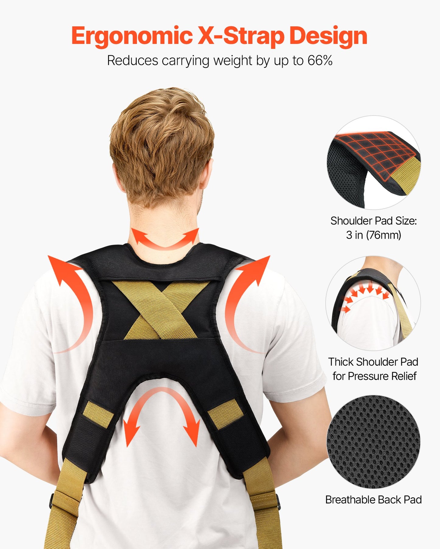 Moving Straps, Supports up to 1000 lbs, 2-Person Lifting and Moving System with 2 Harness Straps & 2 Load-bearing Straps, Adjustable Lifting Straps for Moving Furniture Appliances Mattresses