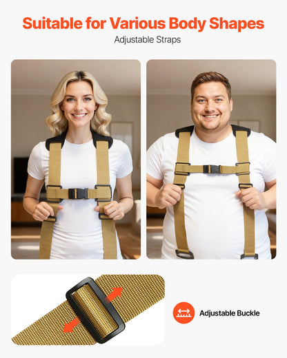 Moving Straps, Supports up to 1000 lbs, 2-Person Lifting and Moving System with 2 Harness Straps & 2 Load-bearing Straps, Adjustable Lifting Straps for Moving Furniture Appliances Mattresses