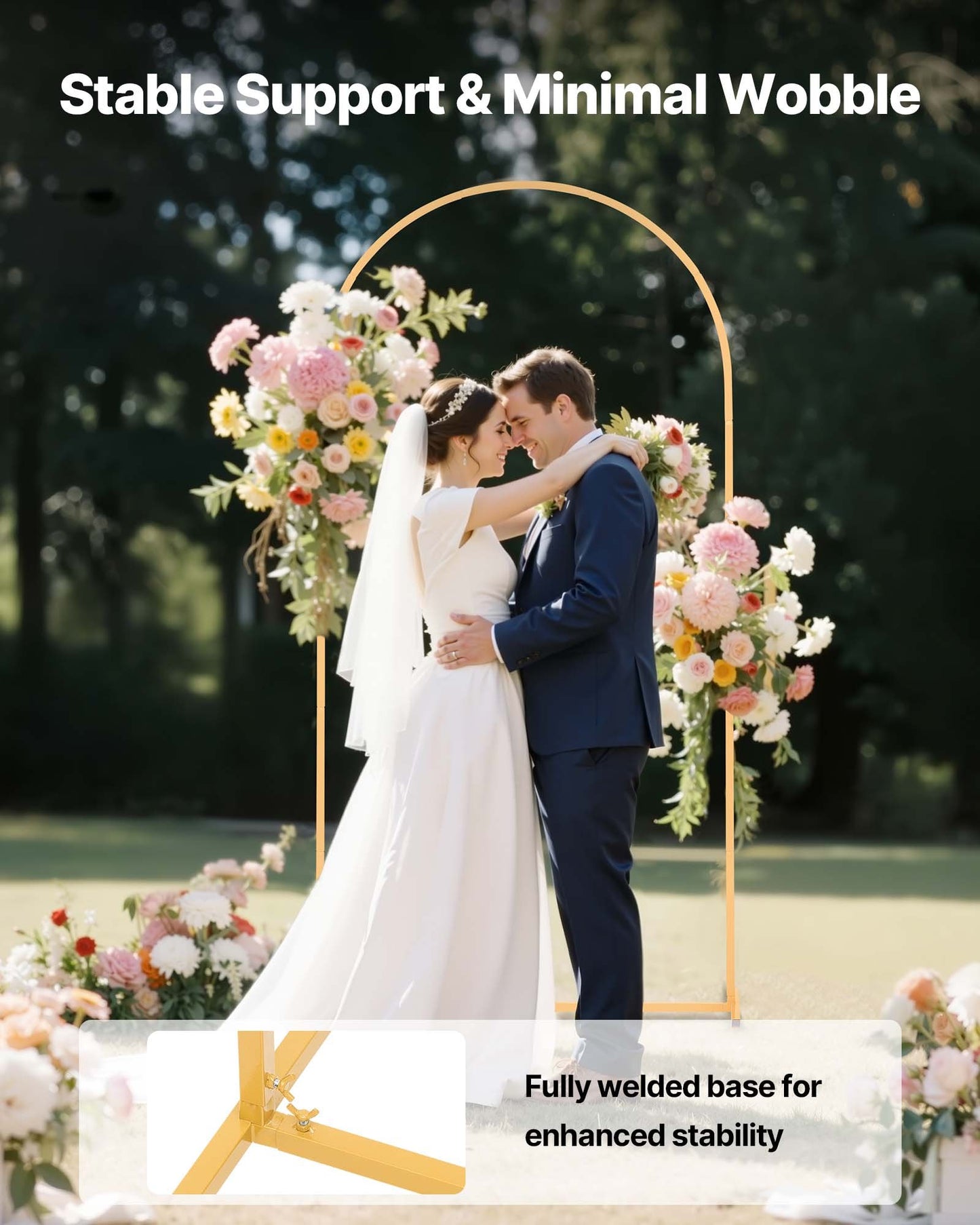 Arch Backdrop Stand, 6.6 x 3.3 ft, Stable Structure, Easy Assembly, 1 Piece Gold Metal Arch Backdrop Stand for Wedding, Birthday Party, Graduation, Holiday Celebration, and Ceremony Decoration