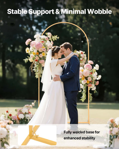 Arch Backdrop Stand, 6.6 x 3.3 ft, Stable Structure, Easy Assembly, 1 Piece Gold Metal Arch Backdrop Stand for Wedding, Birthday Party, Graduation, Holiday Celebration, and Ceremony Decoration