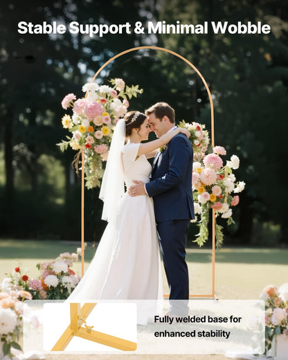 Arch Backdrop Stand, 7.2 x 4 ft, Stable Structure, Easy Assembly, 1 Piece Gold Metal Arch Backdrop Stand for Wedding, Birthday Party, Graduation, Holiday Celebration, and Ceremony Decoration