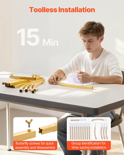 Arch Backdrop Stand, 7.2 x 4 ft, Stable Structure, Easy Assembly, 1 Piece Gold Metal Arch Backdrop Stand for Wedding, Birthday Party, Graduation, Holiday Celebration, and Ceremony Decoration