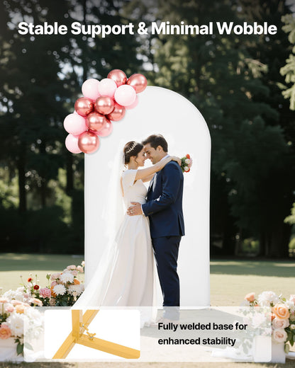 Arch Backdrop Stand, 7.2 x 4 ft, Stable Structure, Easy Assembly, 1 Piece Gold Metal Arch Backdrop Stand with Cover for Wedding, Birthday Party, Holiday Celebration, and Ceremony Decoration