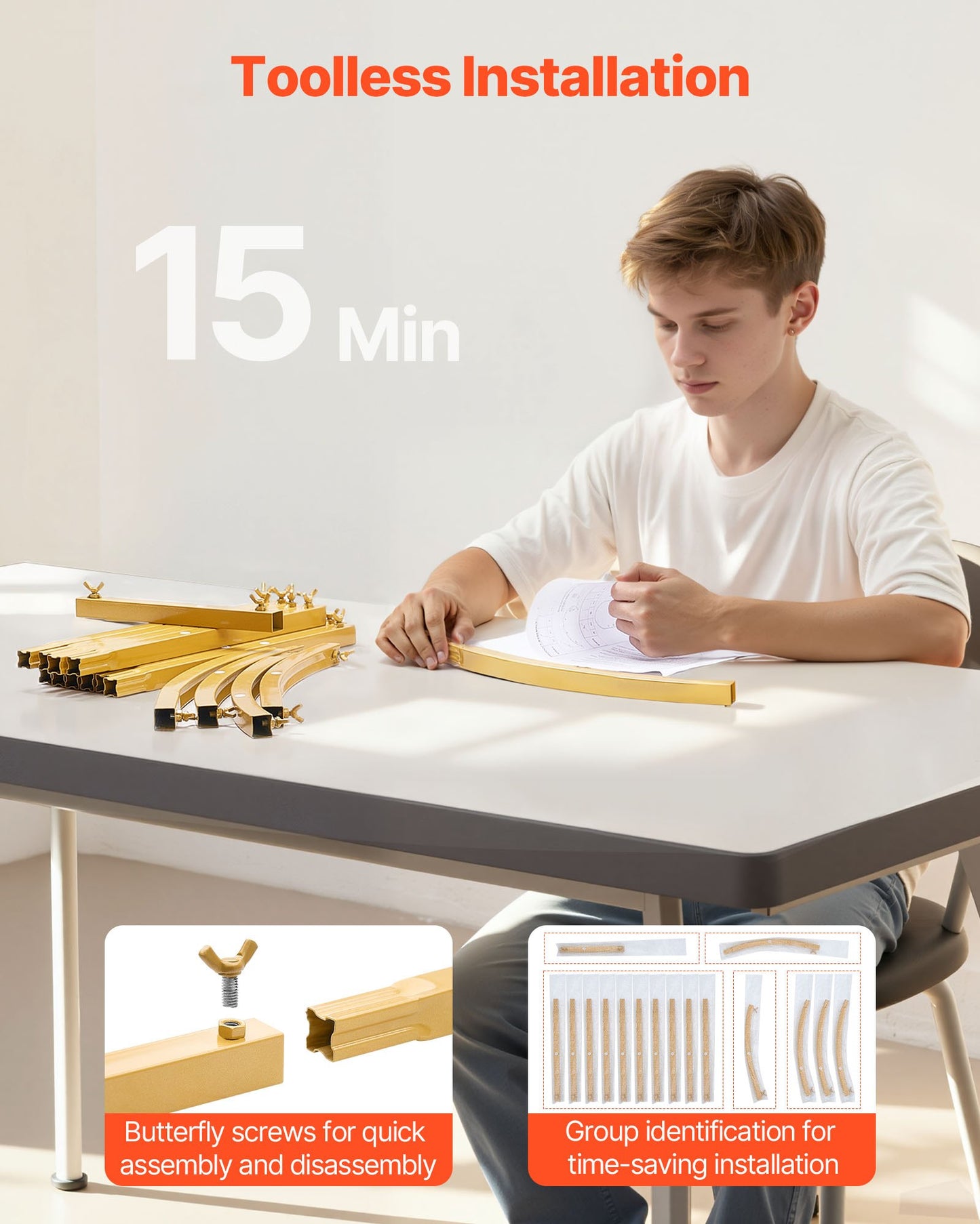 Arch Backdrop Stand, 7.2 x 4 ft, Stable Structure, Easy Assembly, 1 Piece Gold Metal Arch Backdrop Stand with Cover for Wedding, Birthday Party, Holiday Celebration, and Ceremony Decoration