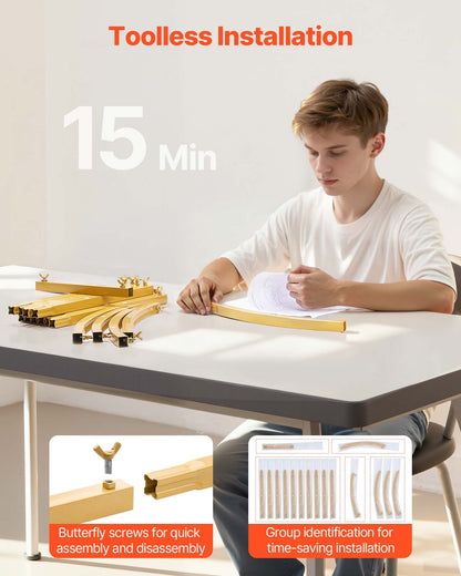 Arch Backdrop Stand, Set of 2, 7.2 ft and 6 ft, Stable Structure, Easy Assembly, Gold Metal Arch Backdrop Stand with Cover for Wedding, Birthday Party, Celebration, and Ceremony Decoration