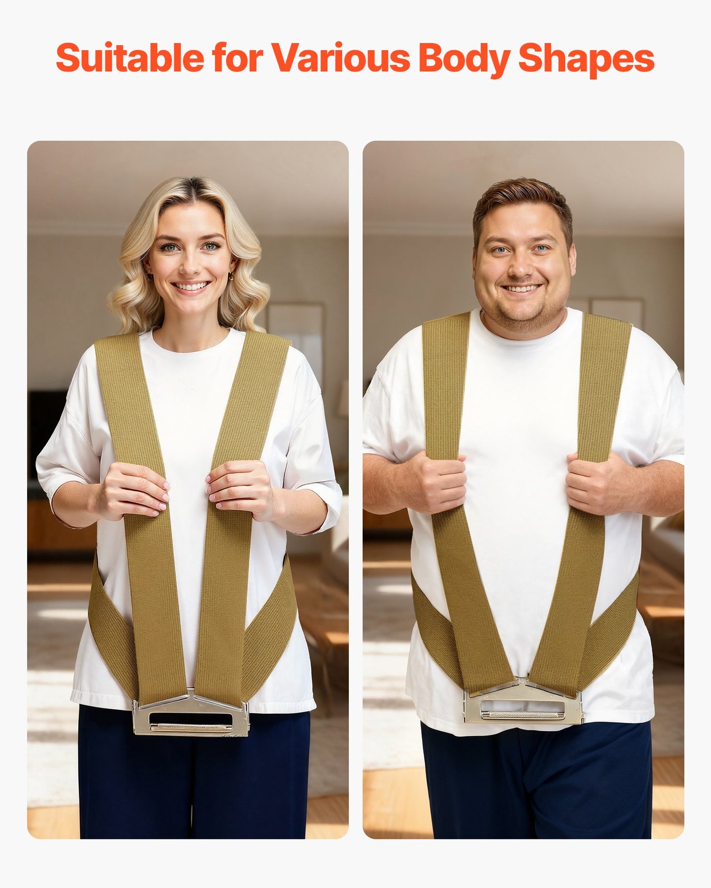 Moving Straps, Supports up to 1000 lbs, 2-Person Lifting and Moving System with 2 Harness Straps & 1 Load-bearing Strap, Adjustable Lifting Shoulder Straps Move Furniture Appliances Mattresses