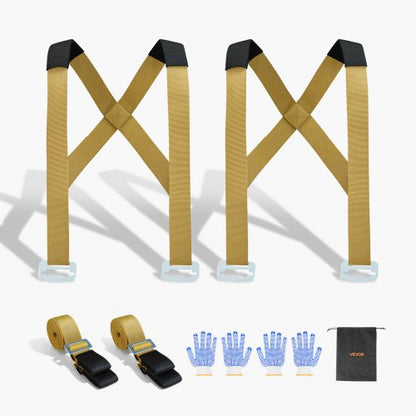 Moving Straps, Supports up to 1000 lbs, 2-Person Lifting and Moving System with 2 Harness Straps & 2 Load-bearing Straps, Adjustable Lifting Shoulder Straps Move Furniture Appliances Mattresses