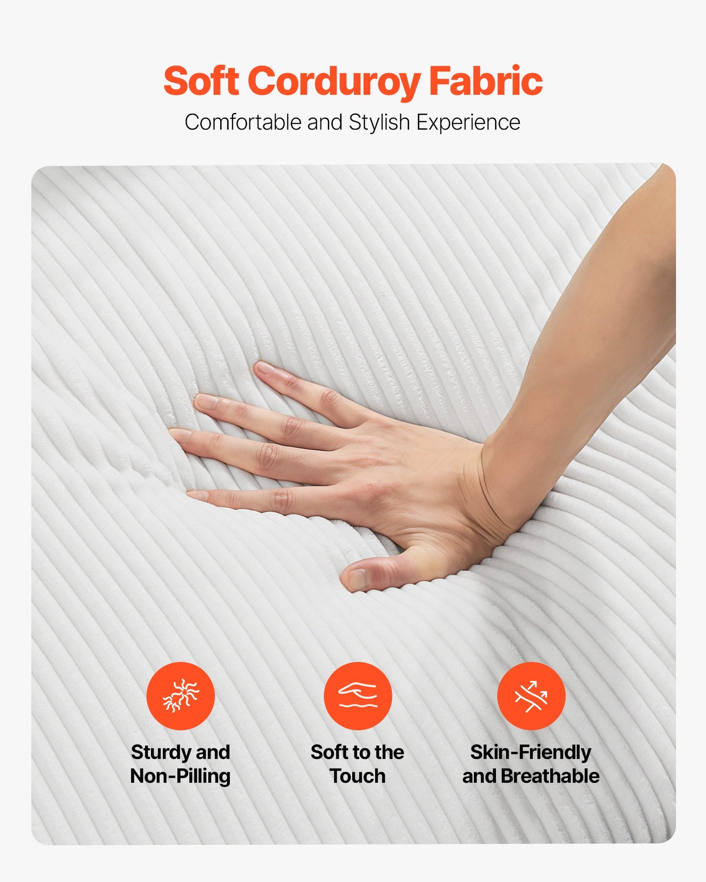 Luxury Modern Cloud Plush Sectional Sofa, 112" Curved Modular Couch with 4 Pillows - Oversized Deep Seat Corduroy Fabric for Living Room, Apartment, Office, No Assembly Needed, White