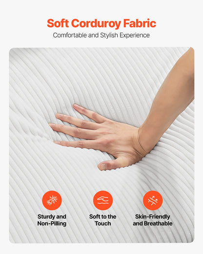 Luxury Modern Cloud Plush Sectional Sofa, 112" Curved Modular Couch with 4 Pillows - Oversized Deep Seat Corduroy Fabric for Living Room, Apartment, Office, No Assembly Needed, White