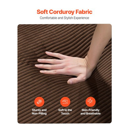 2110 mm Modern soffa, Bekväm manchestersoffa med djupa sitsar, Cloud-soffa med breda armstöd, Ingen montering krävs, Stor plyschsoffa Perfekt för vardagsrum, sovrum, lägenhet och kontor, Brun |  EU