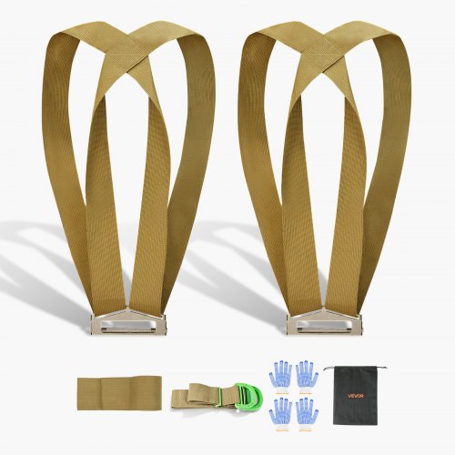 Moving Straps, 2-Person Lifting and Moving System with 2 Harness Straps, 1 Load-bearing Strap & 1 Handheld Strap, Adjustable Lifting Shoulder Straps Move Furniture Appliances Mattresses