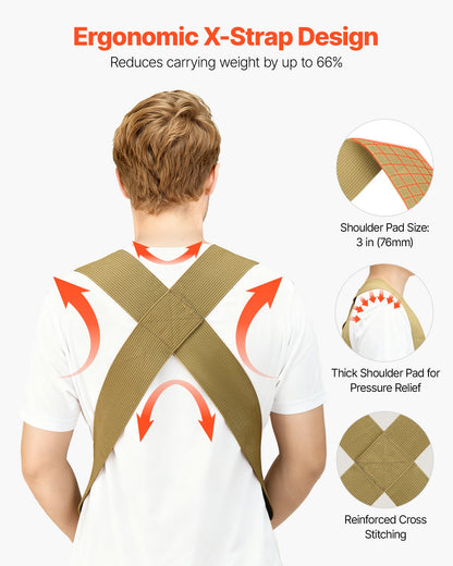 Moving Straps, 2-Person Lifting and Moving System with 2 Harness Straps, 1 Load-bearing Strap & 1 Handheld Strap, Adjustable Lifting Shoulder Straps Move Furniture Appliances Mattresses