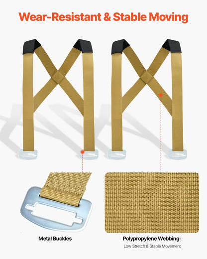 Moving Straps, 2-Person Lifting and Moving System with 2 Harness Straps, 2 Load-bearing Straps & 1 Handheld Strap, Adjustable Lifting Shoulder Straps Move Furniture Appliances Mattresses