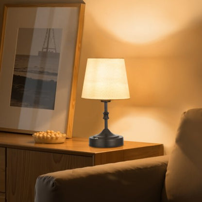 Cordless Table Lamp, 5200mAh Built-in Rechargeable Battery Small Desk Lamp, 3-Level Brightness, Fabric Shade, 2700-3000K Color Temperature, Table Light for Restaurant, Bedroom, Bars, Black