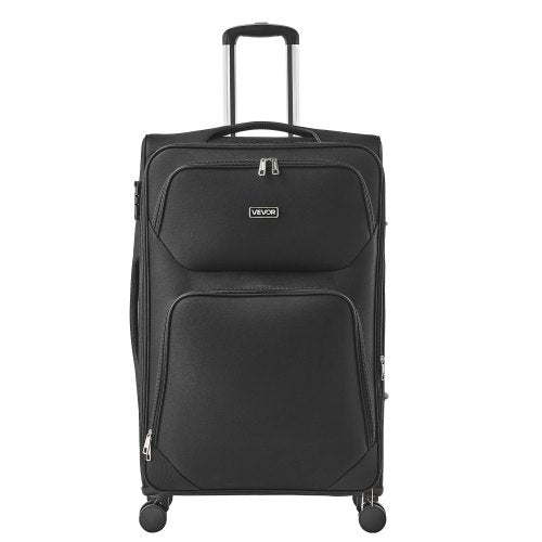 Softside Expandable Luggage with Spinner Wheels, 28-Inch Softside Checked Large Luggage, Lightweight Checked Suitcase with Expandable Zippered Pocket and TSA Lock, Black