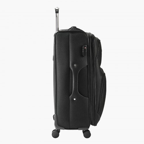 71 cm soft expandable suitcase with spinner wheels, checkered, black | EU
