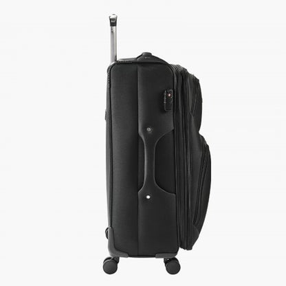 71 cm soft expandable suitcase with spinner wheels, checkered, black | EU