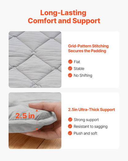Japanese Tatami Mat, Twin Size Foldable Japanese Tatami Mattress, Futon Mattress with Storage Bag & Fastener, 9-Layer Floor Mat for Sleeping, Dormitory, Meditation, Yoga, 80 x 39 x 2.5 in, Gray