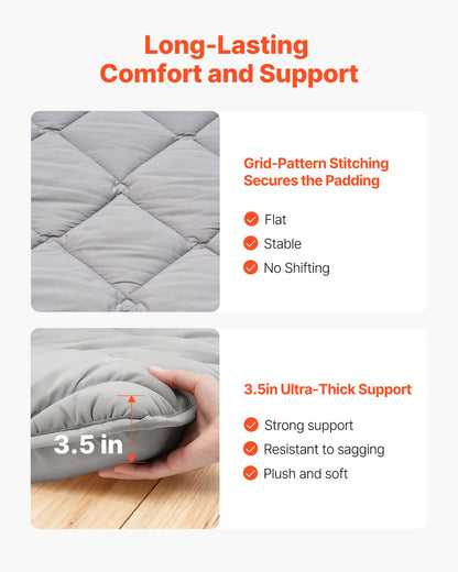 Japanese Tatami Mat, Twin Size Foldable Japanese Tatami Mattress, Futon Mattress with Storage Bag & Fastener, 9-Layer Floor Mat for Sleeping, Dormitory, Meditation, Yoga, 80 x 39 x 3.5 in, Gray