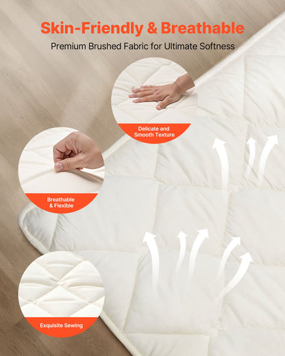 Japanese Tatami Mat, Queen Size Foldable Japanese Tatami Mattress, Futon Mattress with Storage Bag & Fastener, 9-Layer Floor Mat for Sleeping, Dormitory, Meditation, Yoga, 80 x 60 x 2.5 in, White