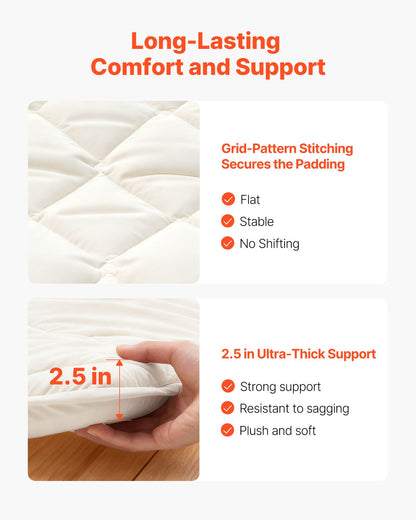 Japanese Tatami Mat, Queen Size Foldable Japanese Tatami Mattress, Futon Mattress with Storage Bag & Fastener, 9-Layer Floor Mat for Sleeping, Dormitory, Meditation, Yoga, 80 x 60 x 2.5 in, White