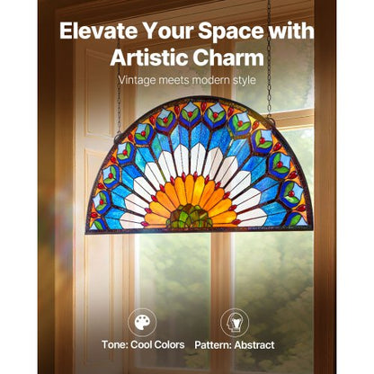 Tiffany-style hanging window panel with chain, 91 x 43 cm | EU