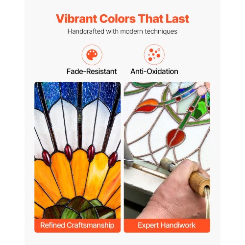 Tiffany-style hanging window panel with chain, 91 x 43 cm | EU