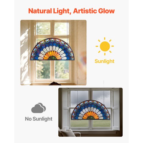 Tiffany-style hanging window panel with chain, 91 x 43 cm | EU