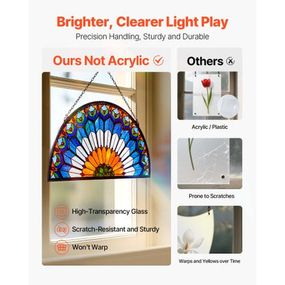 Tiffany-style hanging window panel with chain, 91 x 43 cm | EU