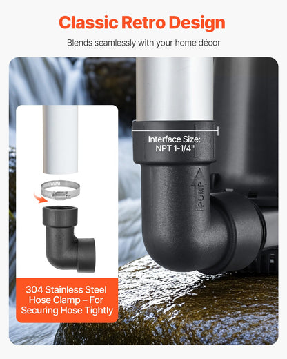 Basement Emergency Back-Up Sump Pump, 2000GPH 0.17 HP Backup Sump Pump System, with 15V Adapter, Float Switch, 24-Hour-a-Day Monitoring Controller, Alerts, and Charger, Black