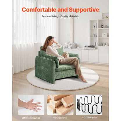 Grön Accentfåtölj med Armstöd Fåtölj i Enkelt Tyg för Hemmakontor